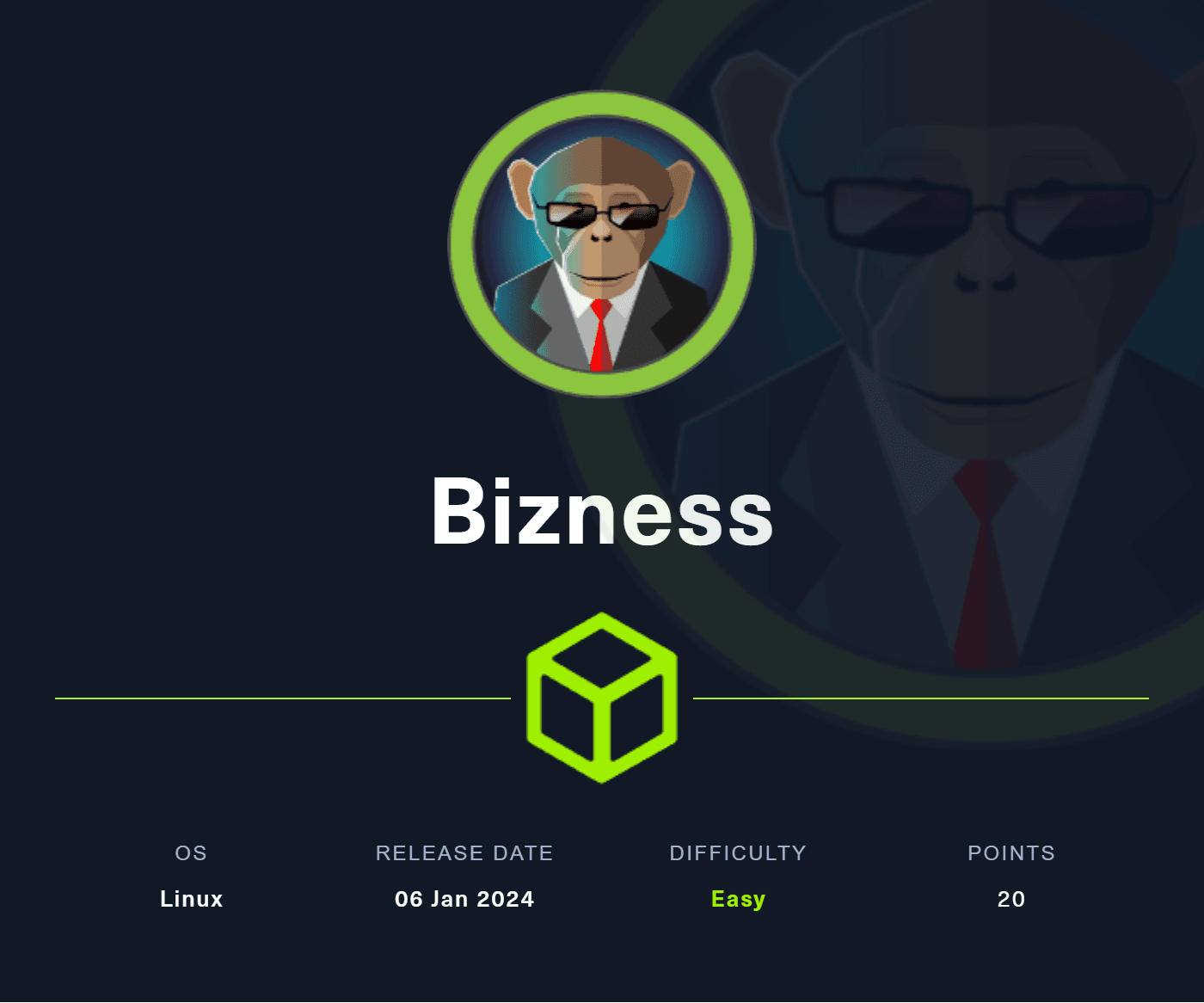 Bizness writeup banner